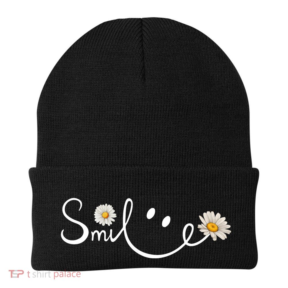 Smile Daisy Happy Face Knit Cap Winter Beanie