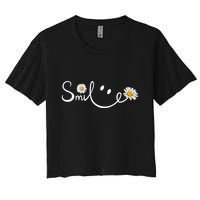 Smile Daisy Happy Face Women's Crop Top Tee