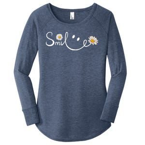 Smile Daisy Happy Face Women's Perfect Tri Tunic Long Sleeve Shirt