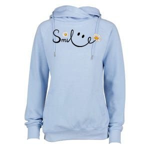 Smile Daisy Happy Face Womens Funnel Neck Pullover Hood