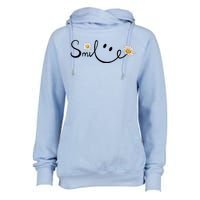 Smile Daisy Happy Face Womens Funnel Neck Pullover Hood