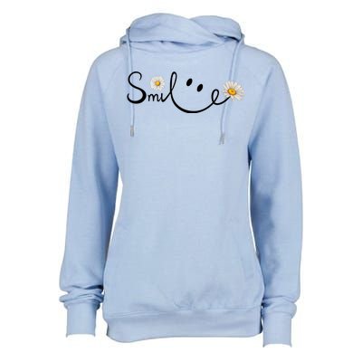 Smile Daisy Happy Face Womens Funnel Neck Pullover Hood