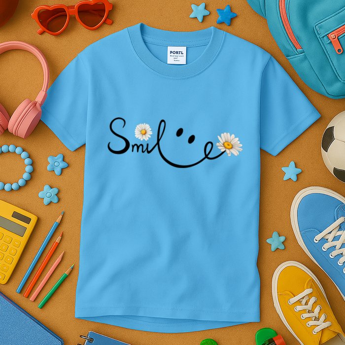 Smile Daisy Happy Face Kids T-Shirt