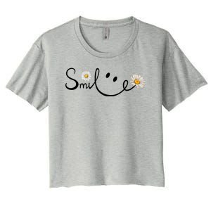 Smile Daisy Happy Face Women's Crop Top Tee