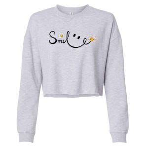 Smile Daisy Happy Face Cropped Pullover Crew