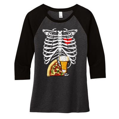 Skeleton Dad Halloween Pregnancy Couples Women's Tri-Blend 3/4-Sleeve Raglan Shirt