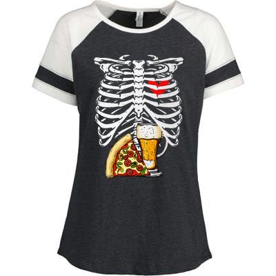 Skeleton Dad Halloween Pregnancy Couples Enza Ladies Jersey Colorblock Tee