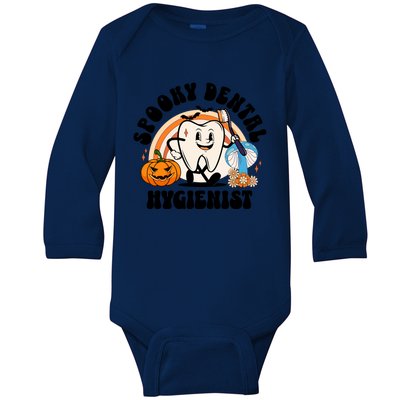 Spooky Dental Hygienist Retro Halloween Dentist Humor Cool Gift Baby Long Sleeve Bodysuit