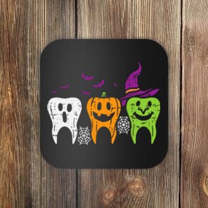 Spooky Dental Halloween Gift Cute Teeth Ghost Pumpkin Witch Coaster