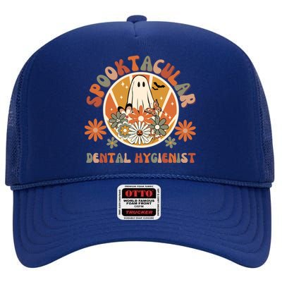 Spooktacular Dental Hygienist Rdh Dentist Halloween 2023 Gift High Crown Mesh Back Trucker Hat