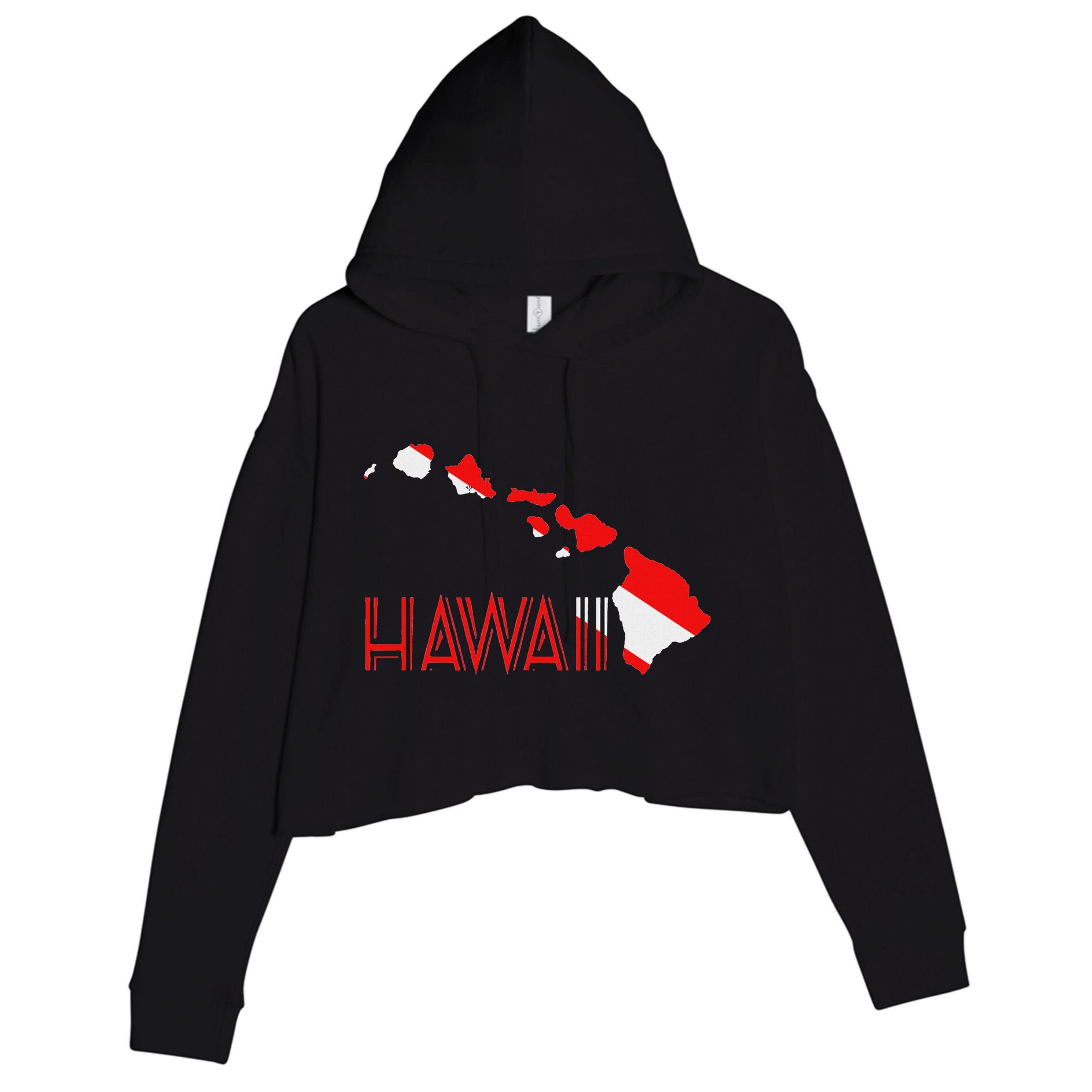 Scuba Dive Hawaii Scuba Diving Flag Crop Fleece Hoodie