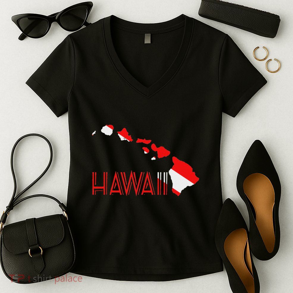 Scuba Dive Hawaii Scuba Diving Flag Women's V-Neck T-Shirt