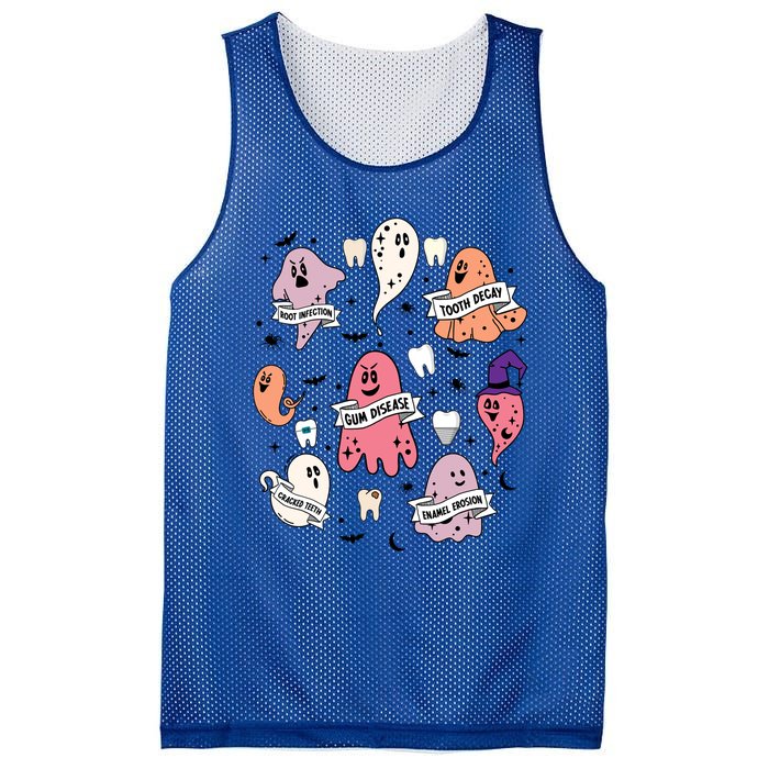 Spooky Dentist Hygienist Halloween Dental Assistant Squad Cool Gift Mesh Reversible Basketball Jersey Tank