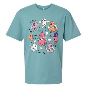 Spooky Dentist Hygienist Halloween Dental Assistant Squad Cool Gift Sueded Cloud Jersey T-Shirt