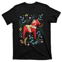 Swedish Dala Horse Folk Art Sweden Flag Dalahelmsoljd T-Shirt