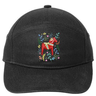 Swedish Dala Horse Folk Art Sweden Flag Dalahelmsoljd 7-Panel Snapback Hat