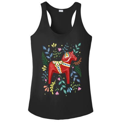 Swedish Dala Horse Folk Art Sweden Flag Dalahelmsoljd Ladies PosiCharge Competitor Racerback Tank