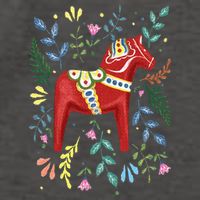 Swedish Dala Horse Folk Art Sweden Flag Dalahelmsoljd Vector Backpack