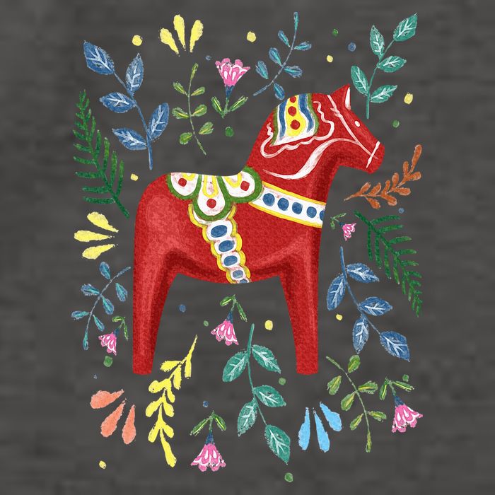 Swedish Dala Horse Folk Art Sweden Flag Dalahelmsoljd Vector Backpack