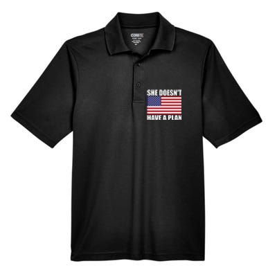 She DoesnT Have A Plan Trump Harris Men's Origin Performance Pique Polo