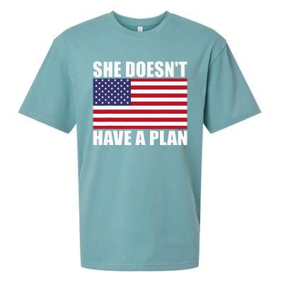 She DoesnT Have A Plan Trump Harris Sueded Cloud Jersey T-Shirt