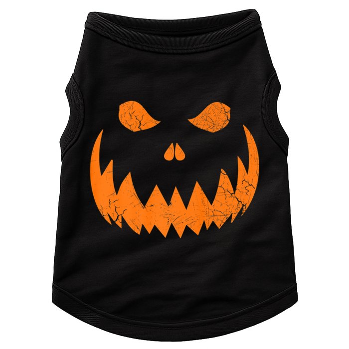 Sinister Distressed Halloween Jack O Lantern Face Doggie Tank