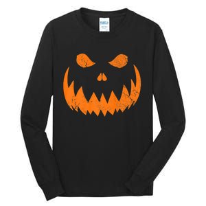 Sinister Distressed Halloween Jack O Lantern Face Tall Long Sleeve T-Shirt