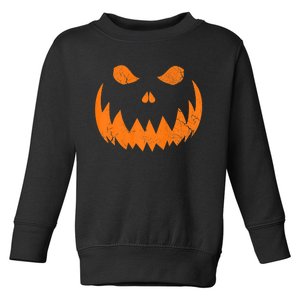 Sinister Distressed Halloween Jack O Lantern Face Toddler Sweatshirt