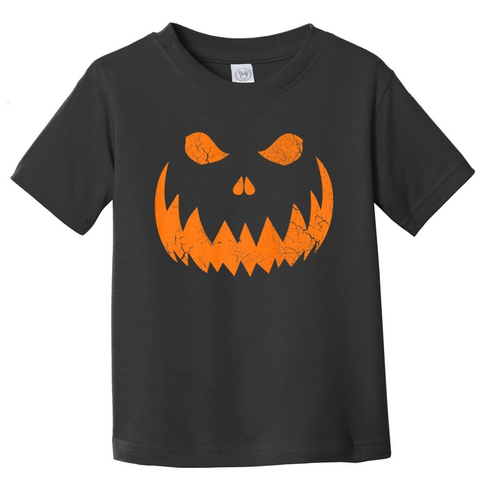 Sinister Distressed Halloween Jack O Lantern Face Toddler T-Shirt