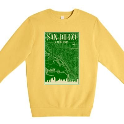 San Diego Hand Drawn Skyline Map Premium Crewneck Sweatshirt