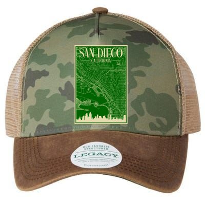 San Diego Hand Drawn Skyline Map Legacy Tie Dye Trucker Hat