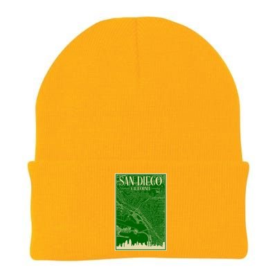 San Diego Hand Drawn Skyline Map Knit Cap Winter Beanie