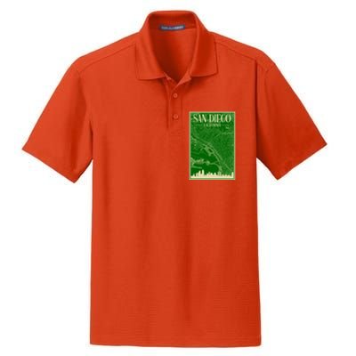 San Diego Hand Drawn Skyline Map Dry Zone Grid Polo