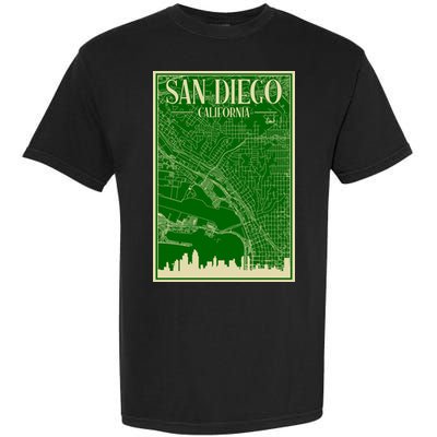 San Diego Hand Drawn Skyline Map Garment-Dyed Heavyweight T-Shirt