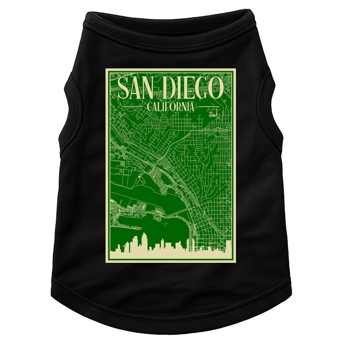 San Diego Hand Drawn Skyline Map Doggie Tank