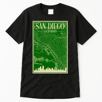 San Diego Hand Drawn Skyline Map Tall T-Shirt