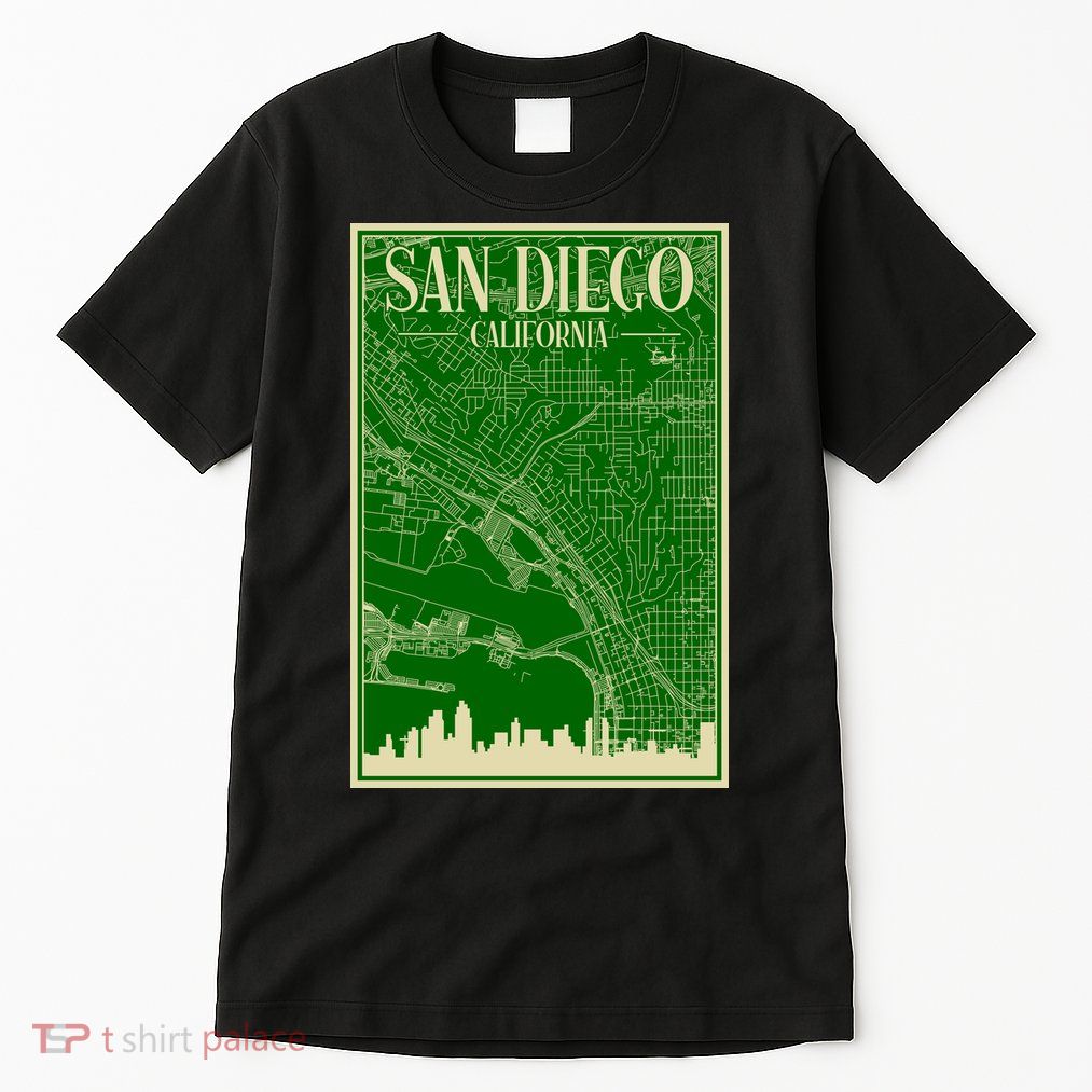San Diego Hand Drawn Skyline Map Tall T-Shirt