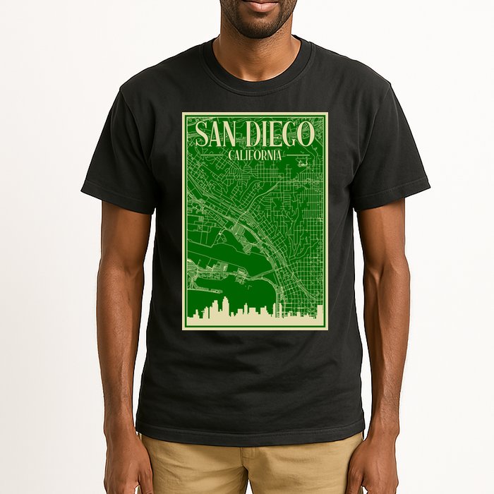 San Diego Hand Drawn Skyline Map Tall T-Shirt