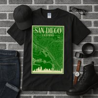 San Diego Hand Drawn Skyline Map Tall T-Shirt