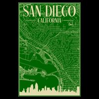 San Diego Hand Drawn Skyline Map Tall T-Shirt