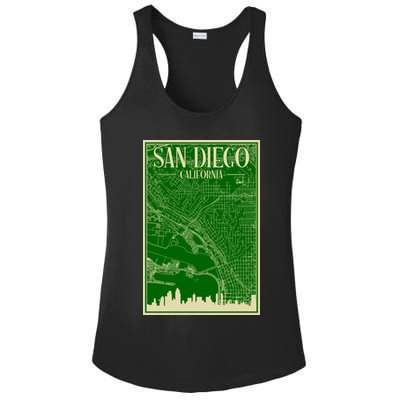 San Diego Hand Drawn Skyline Map Ladies PosiCharge Competitor Racerback Tank