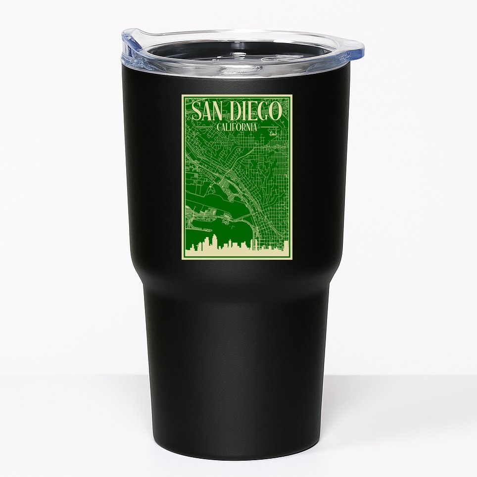 San Diego Hand Drawn Skyline Map Tumbler