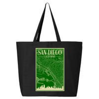 San Diego Hand Drawn Skyline Map 25L Jumbo Tote