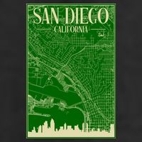 San Diego Hand Drawn Skyline Map 25L Jumbo Tote