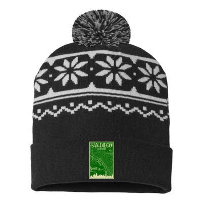 San Diego Hand Drawn Skyline Map USA-Made Snowflake Beanie