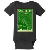 San Diego Hand Drawn Skyline Map Baby Bodysuit