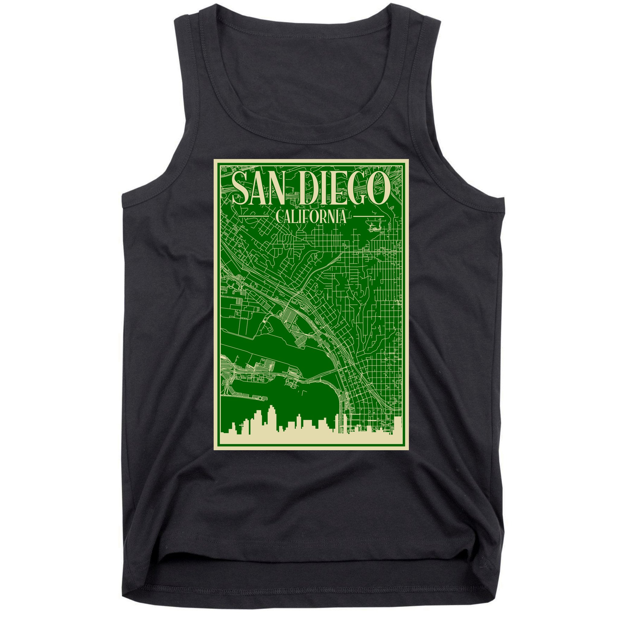 San Diego Hand Drawn Skyline Map Tank Top