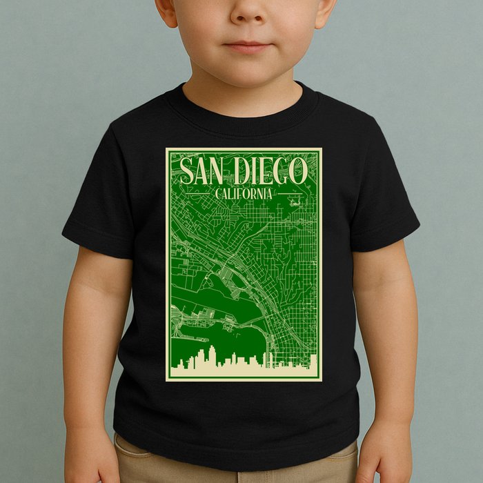 San Diego Hand Drawn Skyline Map Toddler T-Shirt