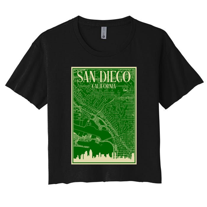 San Diego Hand Drawn Skyline Map Women's Crop Top Tee
