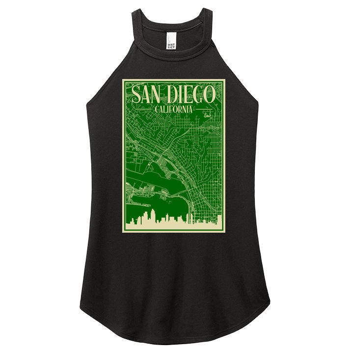 San Diego Hand Drawn Skyline Map Women's Perfect Tri Rocker Tank